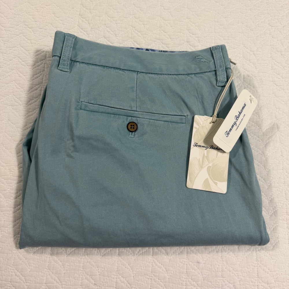 Tommy Bahama Boracay Flat Front Pants Mens 42x34 Blue Coastal Chino NWT